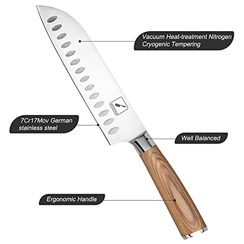 Imarku Santoku Knife - 7" Ultra Sharp Japanese Chef