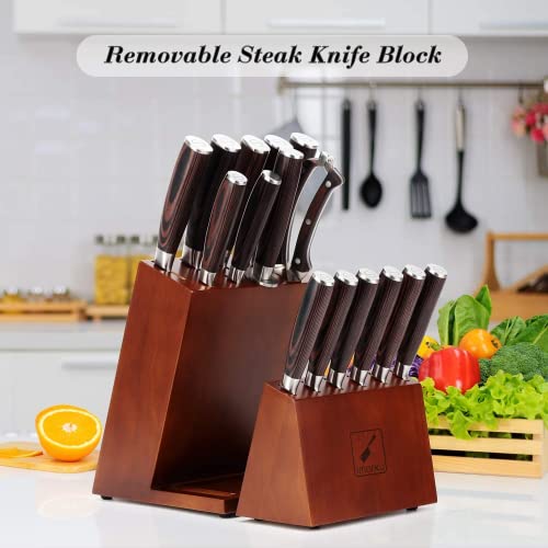imarku 16-Piece Premium Japan Steel Knife Set with Block