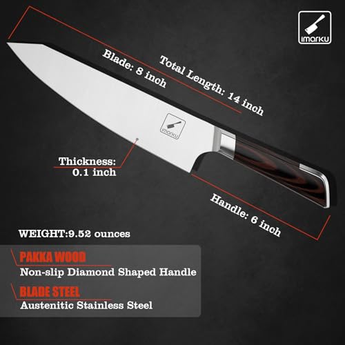 imarku Damascus 8 Inch Japanese Chef Knife, Super Sharp