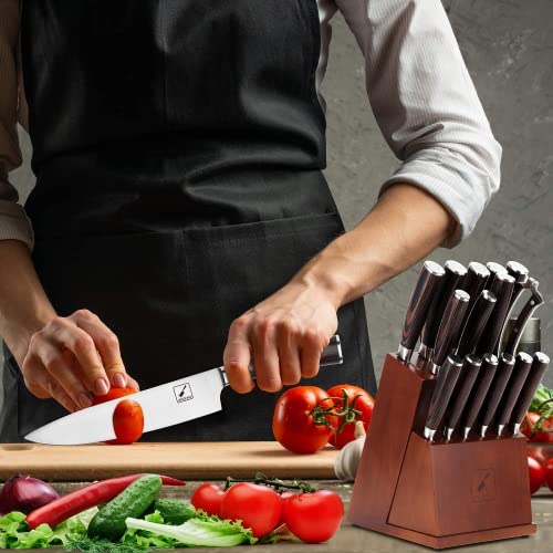 imarku 16-Piece Premium Japan Steel Knife Set with Block
