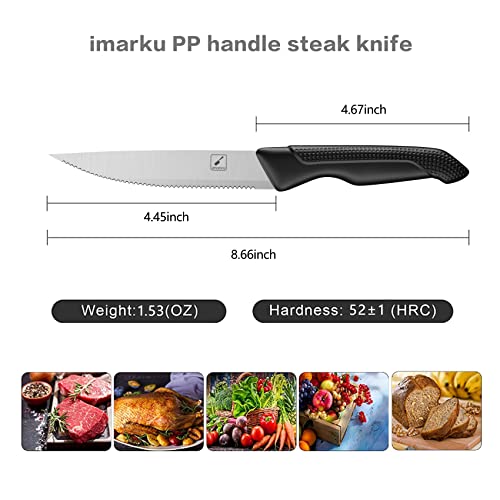 imarku Stainless Steel Steak Knife Set, Set of 6