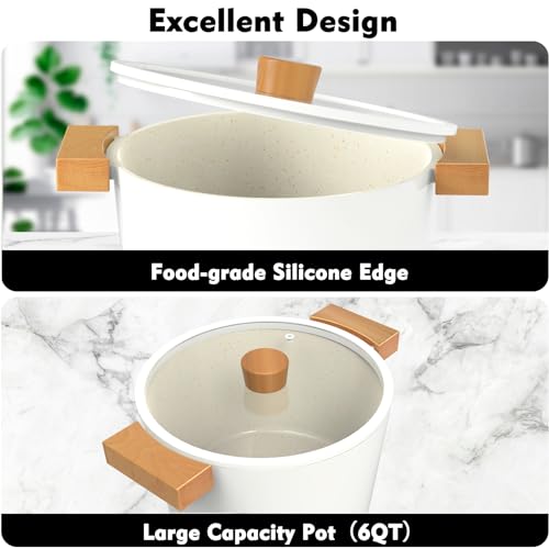 Imarku 6 Quart Nonstick Stock Pot with Lid