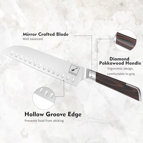 imarku Damascus Chef Knife 7 Inch for Cooking