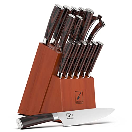 imarku Professional 16PCS Knife Set with Block and Sharpener