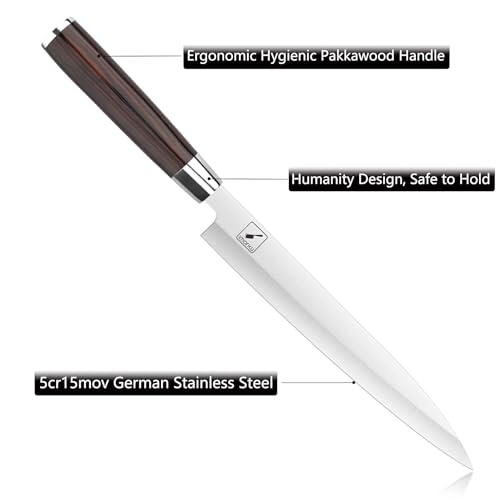 imarku 10" Sashimi Yanagiba Knife with Pakkawood Handle