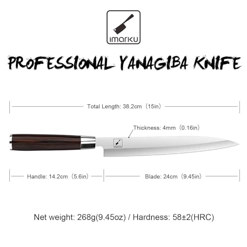 imarku 10" Sashimi Yanagiba Knife with Pakkawood Handle
