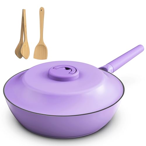 imarku Nonstick Deep Frying Pan with Lid, 11-inch