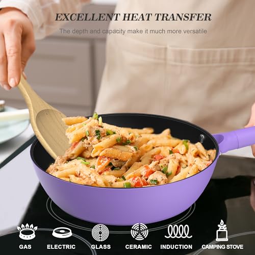 imarku Nonstick Deep Frying Pan with Lid, 11-inch