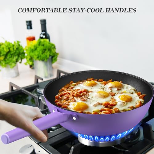 imarku Nonstick Deep Frying Pan with Lid, 11-inch