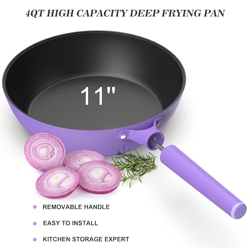 imarku Nonstick Deep Frying Pan with Lid, 11-inch