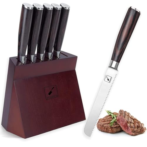imarku Steak Knives Set with Wooden Block
