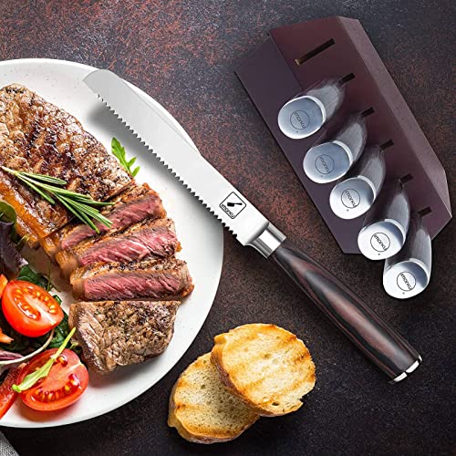 imarku Steak Knives Set with Wooden Block