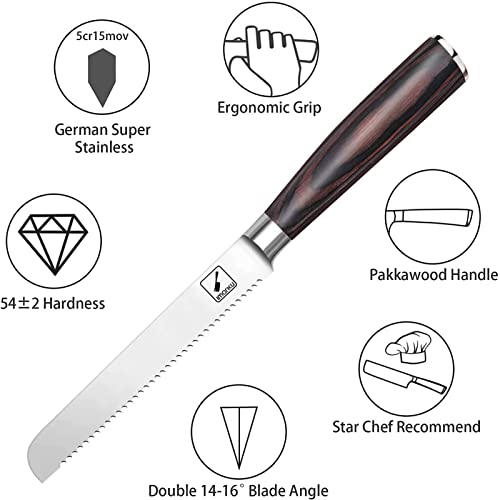 imarku Steak Knives Set with Wooden Block