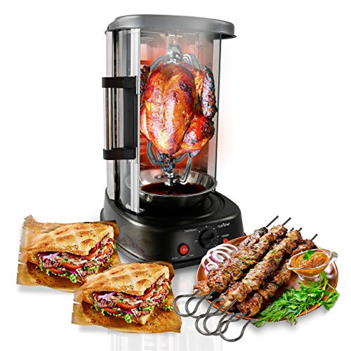 Vertical Rotating Rotisserie Oven with Kebab Rack & Skewers