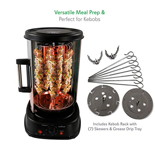 Vertical Rotating Rotisserie Oven with Kebab Rack & Skewers