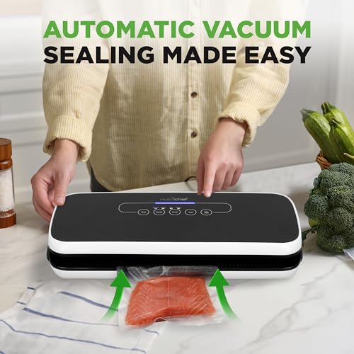 NutriChef Compact Automatic Vacuum Sealing System, 12" Black