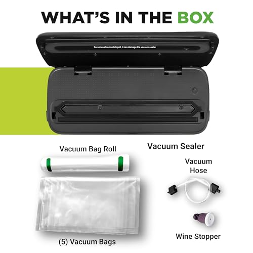 NutriChef Compact Automatic Vacuum Sealing System, 12" Black