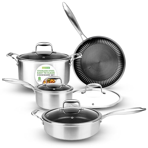 NutriChef 8-Piece Stainless Steel Cookware Set