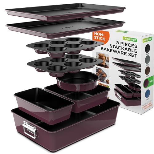 NutriChef 8-Piece Nonstick Bakeware Set - Oven Safe