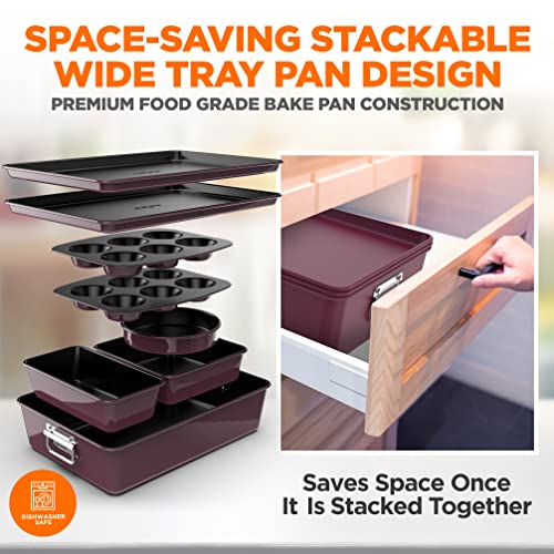 NutriChef 8-Piece Nonstick Bakeware Set - Oven Safe