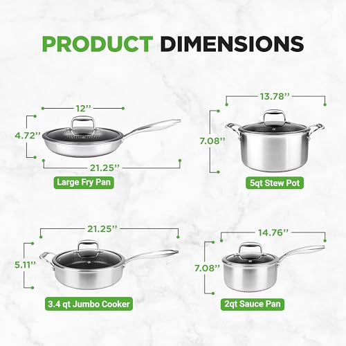 NutriChef 8-Piece Stainless Steel Cookware Set