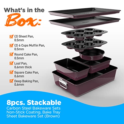 NutriChef 8-Piece Nonstick Bakeware Set - Oven Safe