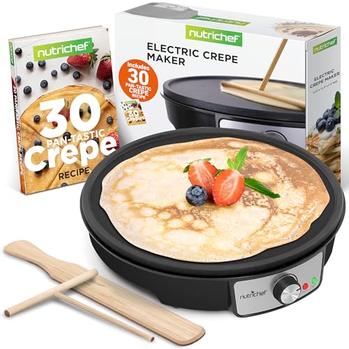 NutriChef Electric Crepe Maker with Adjustable Temperature Control