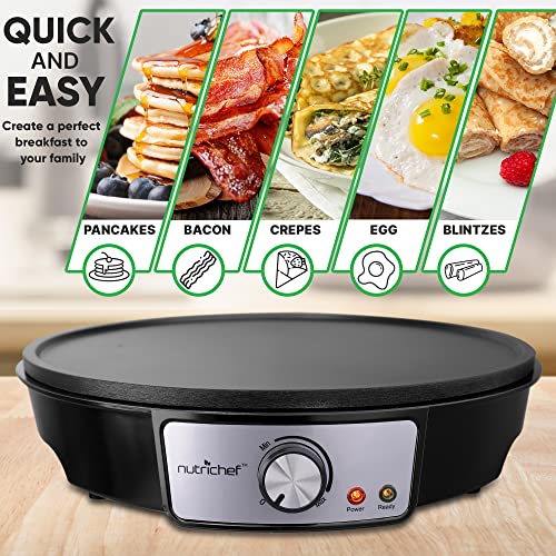 NutriChef Electric Crepe Maker with Adjustable Temperature Control