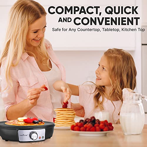 NutriChef Electric Crepe Maker with Adjustable Temperature Control