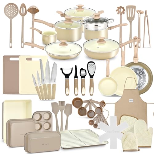Nutrichef 54-Piece Marble Non-Stick Cookware Set