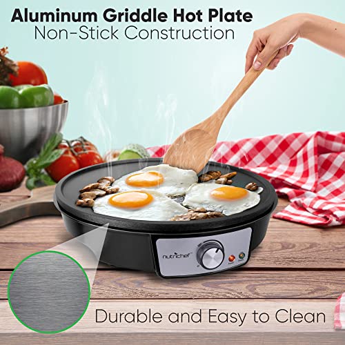 NutriChef Electric Crepe Maker with Adjustable Temperature Control