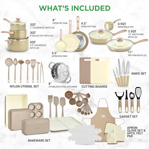 Nutrichef 54-Piece Marble Non-Stick Cookware Set