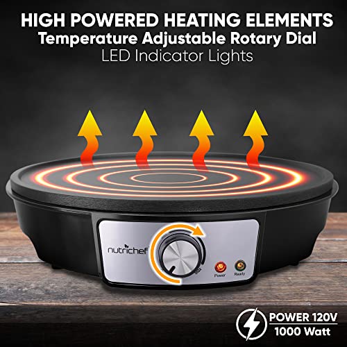 NutriChef Electric Crepe Maker with Adjustable Temperature Control