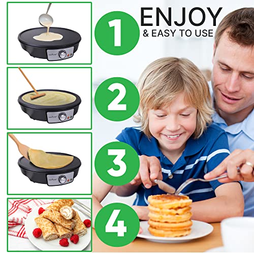 NutriChef Electric Crepe Maker with Adjustable Temperature Control