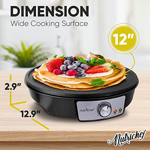 NutriChef Electric Crepe Maker with Adjustable Temperature Control