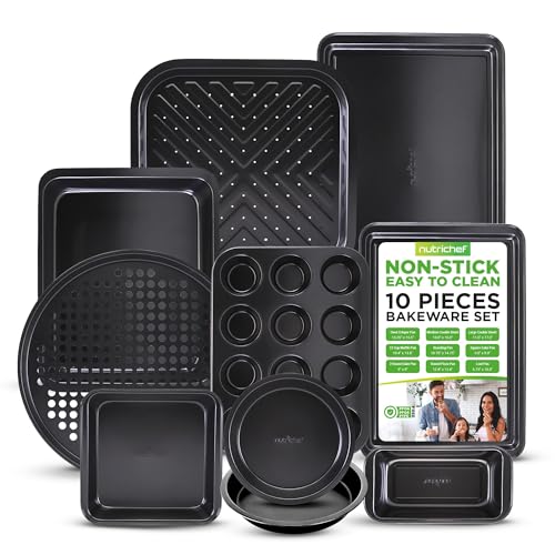 NutriChef 10-Piece Non-Stick Bakeware Set - Carbon Steel