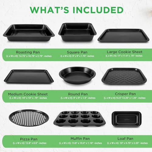 NutriChef 10-Piece Non-Stick Bakeware Set - Carbon Steel