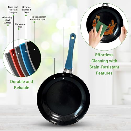 NutriChef 11 Pc Non Stick Cookware Set Royal Blue