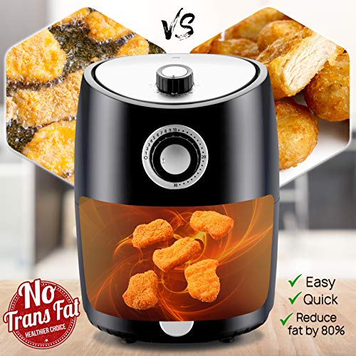 NutriChef 1000w 2 Quart Air Fryer, Oil-free Cooking