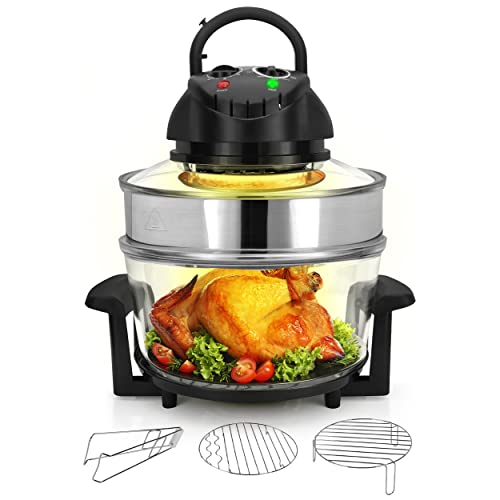 Nutrichef 18 Quart Convection Air Fryer with Glass Bowl