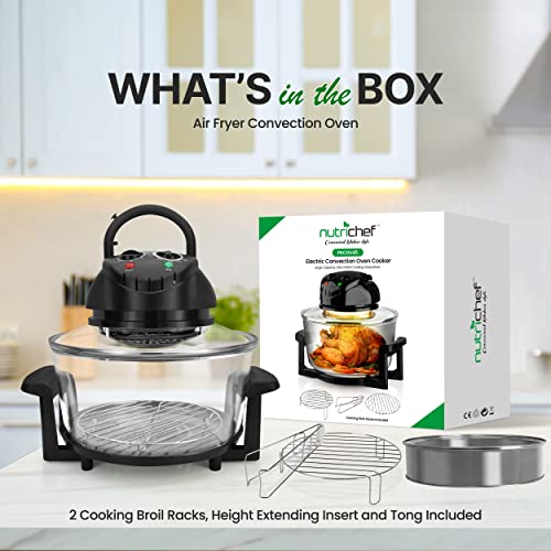 Nutrichef 18 Quart Convection Air Fryer with Glass Bowl