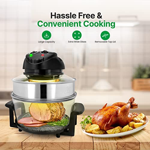 Nutrichef 18 Quart Convection Air Fryer with Glass Bowl