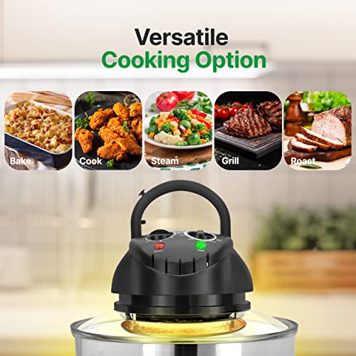 Nutrichef 18 Quart Convection Air Fryer with Glass Bowl