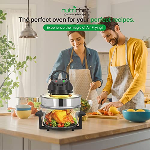 Nutrichef 18 Quart Convection Air Fryer with Glass Bowl