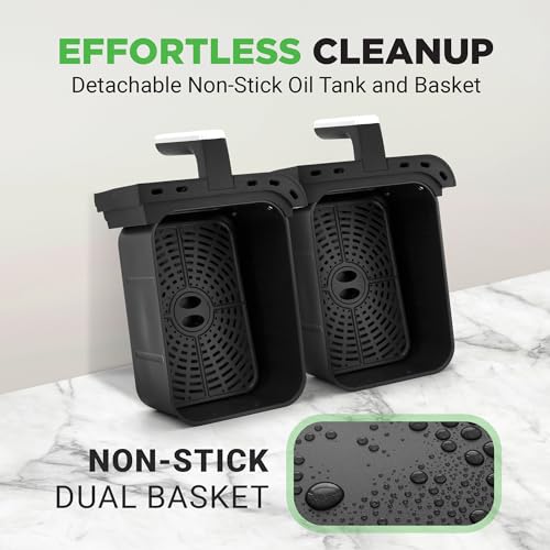 Nutrichef Double Basket Air Fryer 8.8 QT Black