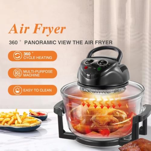 1300W Glass Air Fryer with 8 Accessories, 13-18 Quart