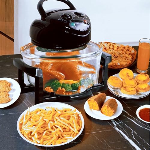 1300W Glass Air Fryer with 8 Accessories, 13-18 Quart