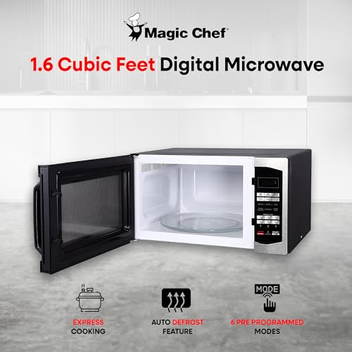 Stainless Steel Digital Programmable Countertop Microwave, 1.6 cu.ft