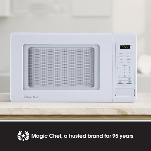 Compact Magic Chef Stainless Countertop Microwave, 6 Cooking Modes