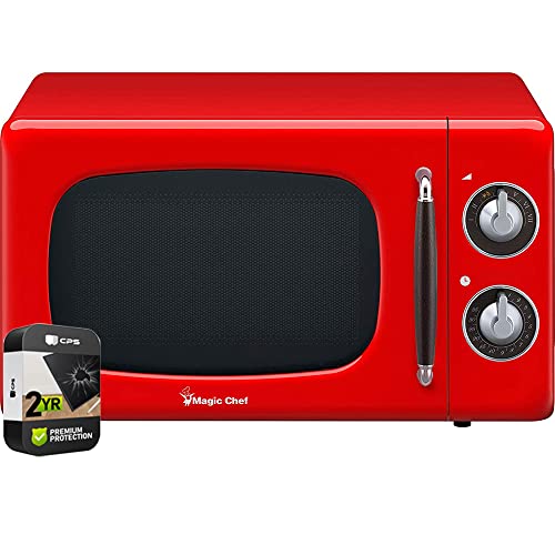 Retro Red Magic Chef Microwave with 2-Year Warranty